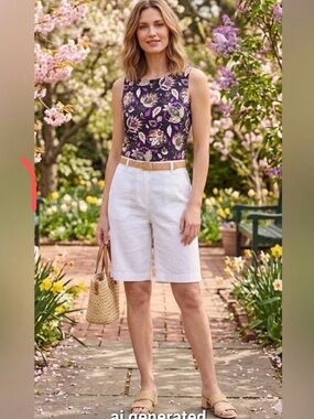 Lands' End Purple Floral Blouse